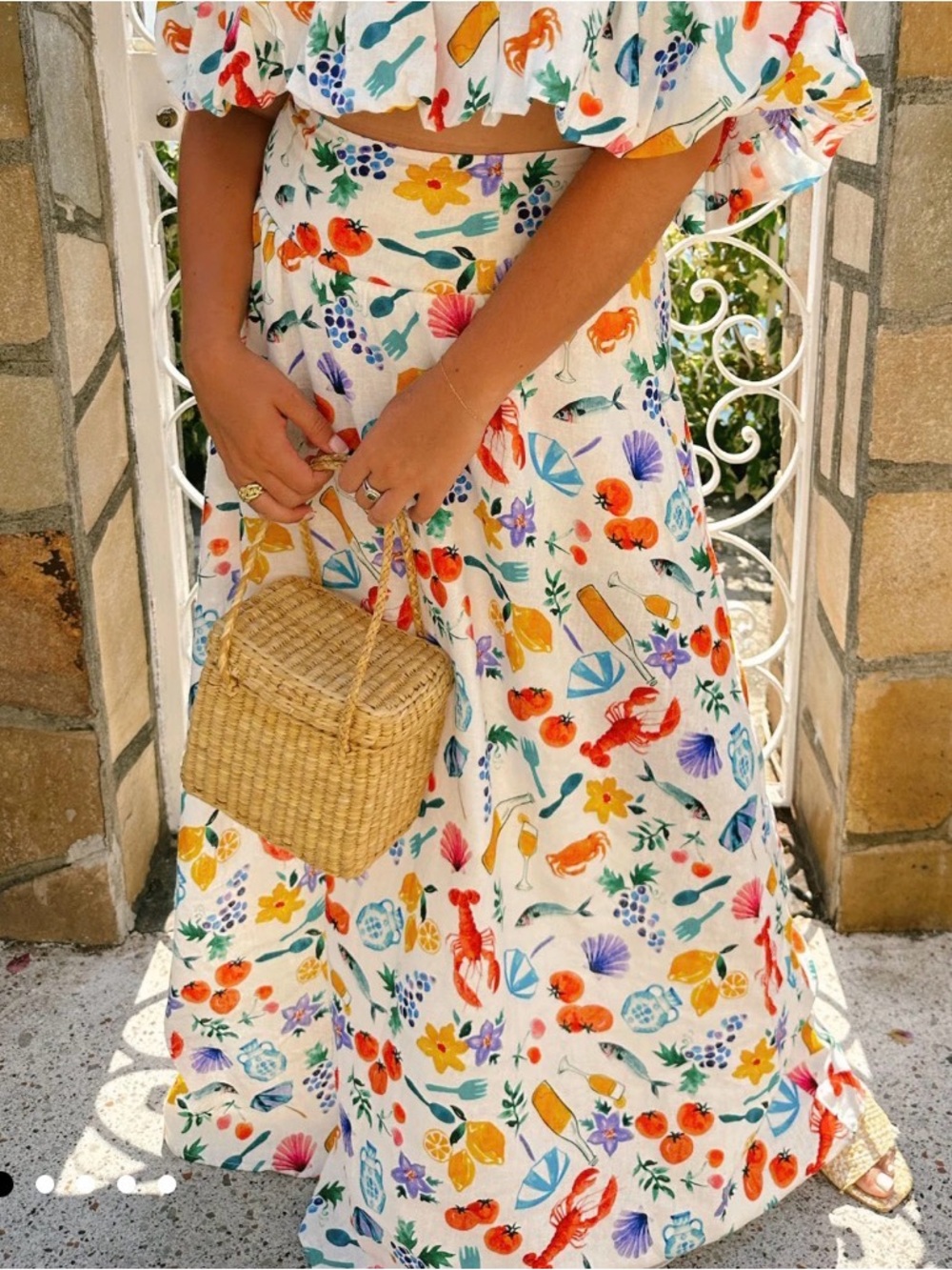 Show me your Mumu Melody‎ Swing Skirt Italian Summer Sardine Lobster XXL Linen